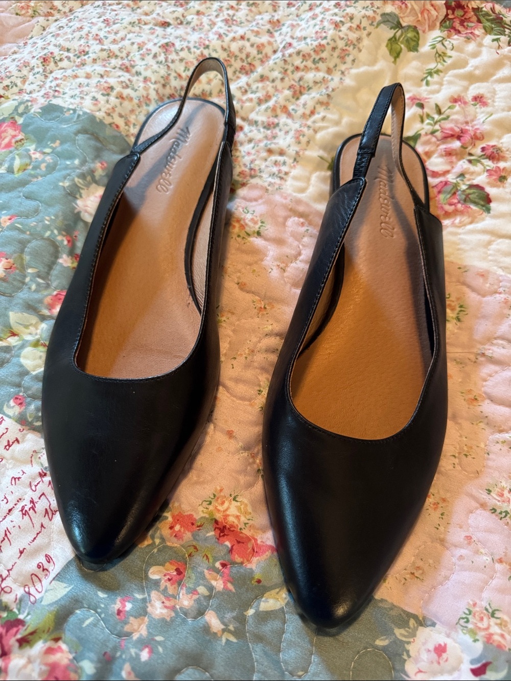 Black Slingback Pointed Toe Flats